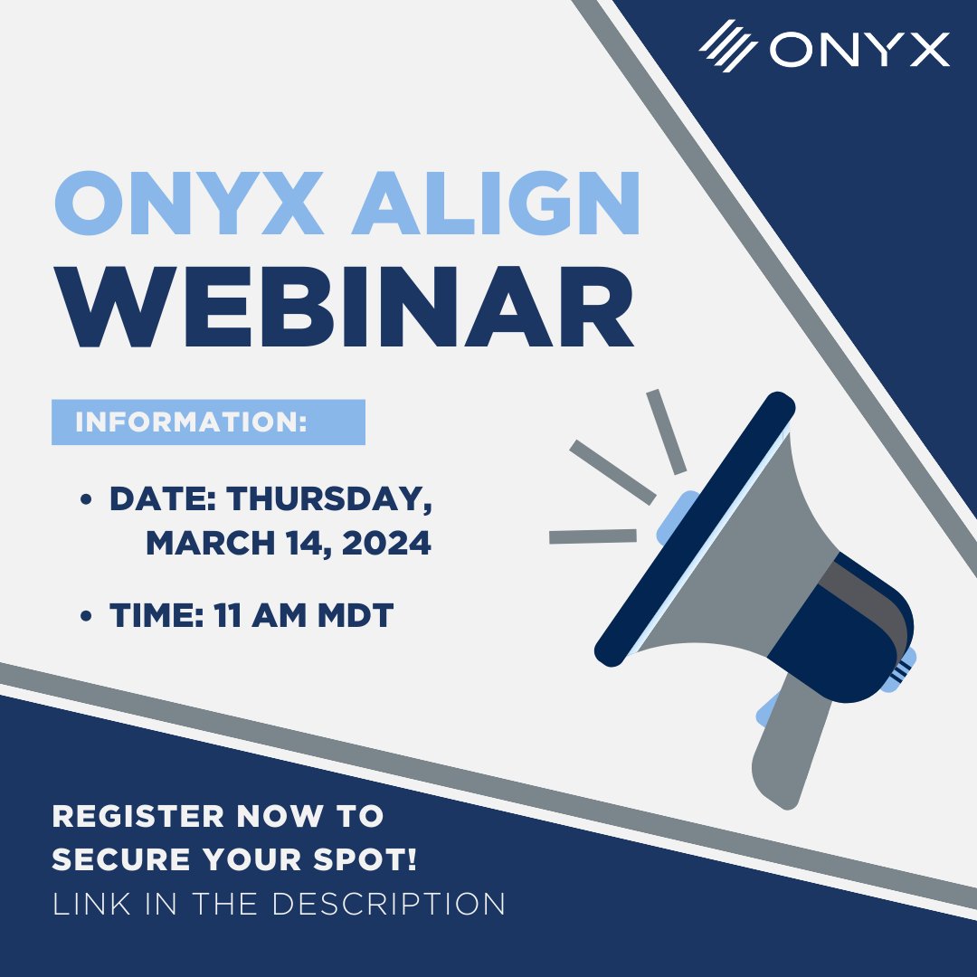 Ready to revolutionize your business? Join us for an exclusive webinar showcasing ONYX Align, the game-changing product that's set to transform your workflow! Reserve your spot now by clicking the link below. See you tomorrow! ow.ly/QB1P50QSIt6