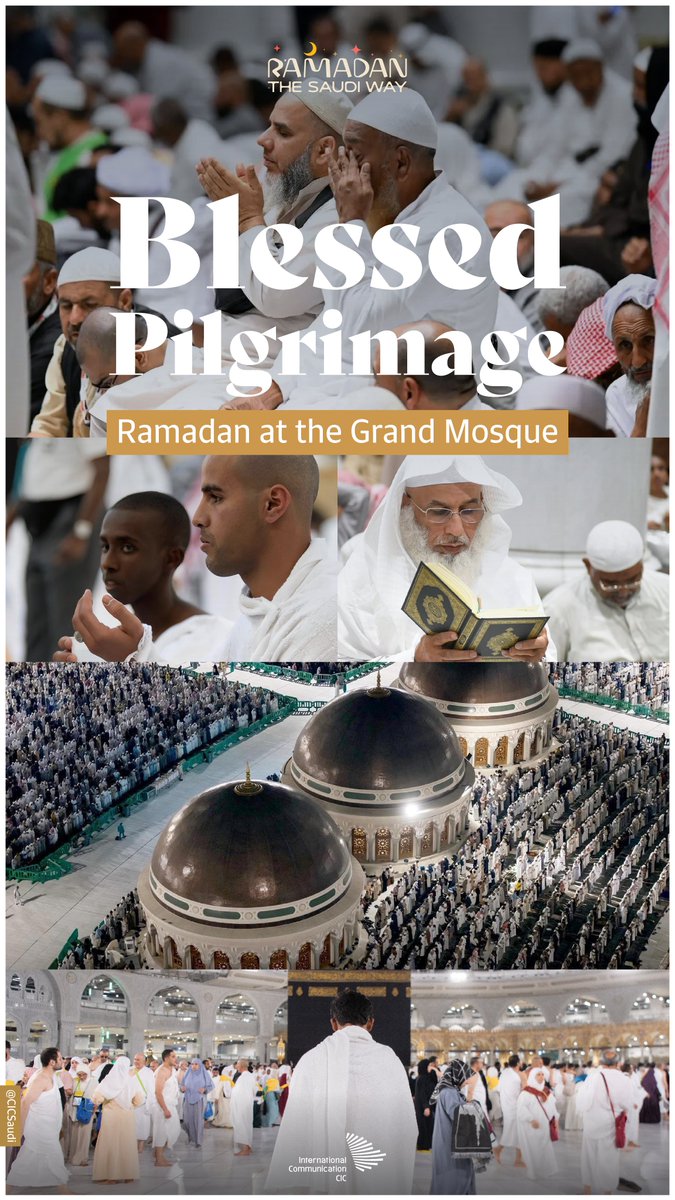 The Grand Mosque radiates with spiritual energy as pilgrims unite in prayer. #RamadanTheSaudiWay