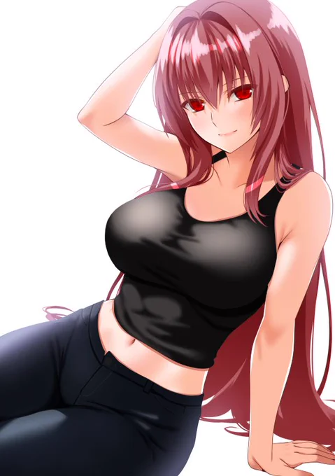 skeb納品させていただきました～素っ裸絵なので黒タンクトップとジーンズ穿いてもらいました^^ 