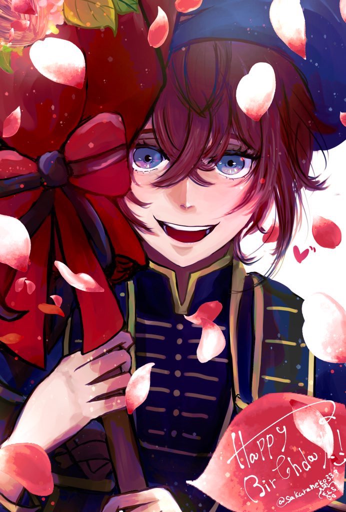 heart heart hands 1boy crown male focus solo red hair  illustration images