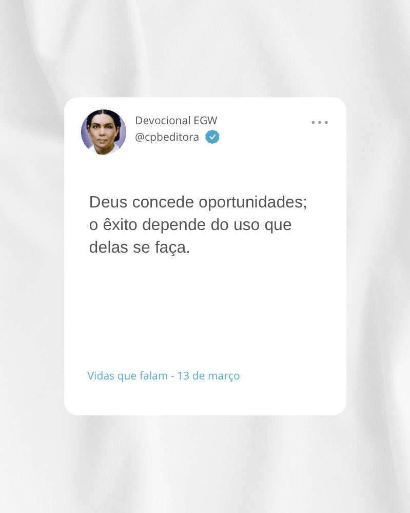 Que possamos usar às oportunidades servindo ao criador! ⁦<a href="/rev_adventista/">Revista Adventista</a>⁩ ⁦<a href="/pralanaraujo/">Alan Araújo </a>⁩ ⁦<a href="/PrMarcos_Souza/">Marcos Souza</a>⁩ ⁦<a href="/AugustoFelix10/">Augusto Felix</a>⁩ ⁦<a href="/jeanetepinto/">Jeanete Lima de Souz</a>⁩ ⁦<a href="/AdvNortePara/">Adventistas Norte Pará</a>⁩ ⁦<a href="/paulistasul/">Paulista Sul</a>⁩ ⁦<a href="/_ACSR/">Adventistas Centro do Rio Grande do Sul</a>⁩ ⁦<a href="/PrPauloKi/">Paulo Fernando Gomes</a>⁩ ⁦<a href="/HelvioGroeschel/">Pr_Hélvio Groeschel</a>⁩