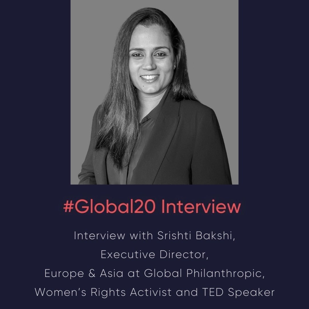 Here’s a taster of our #Global20 interview with women’s rights activist Srishti Bakshi before you delve into the full 20 minutes: youtu.be/V37zPA3zkso?si… 💻 #philanthropy #interview #womensrights