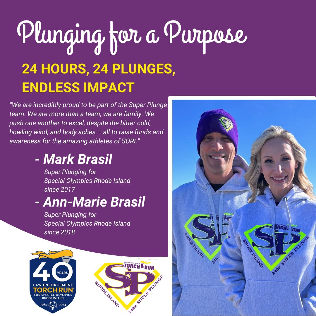 Introducing Mark & Ann-Marie Brasil – two incredibly dedicated Torch Run Super Plungers and outstanding volunteers for @SORhodeIsland! As they prepare for this year's 24-Hour Super Plunge on March 23-24, they're sharing their inspiring stories of involvement and their passion for…