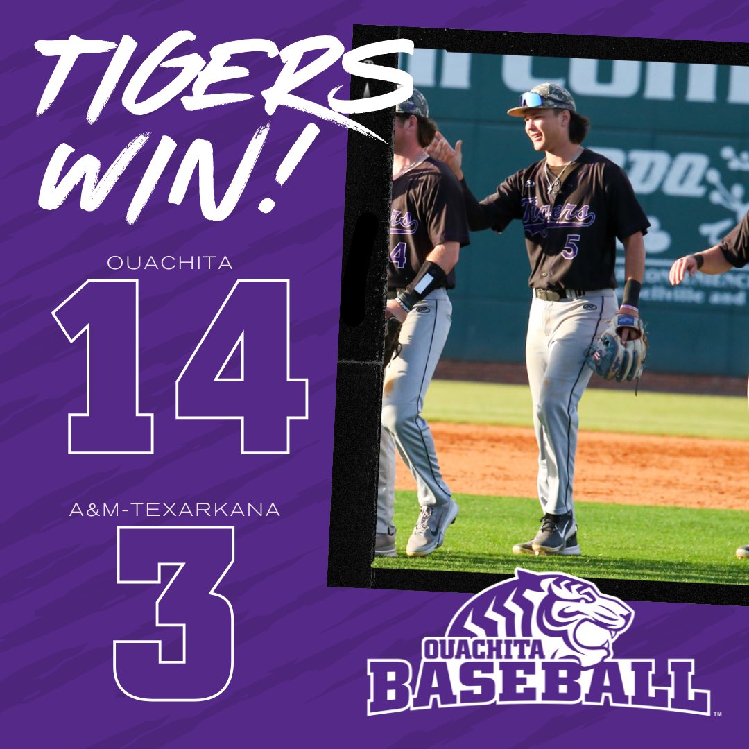 OuachitaBSB's tweet photo. Second straight day with double digits in the runs and hits columns!

#RollTigs | #BringYourRoar 🐅 https://t.co/SEui2x7TKg