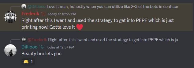 Not only do you guys get access to our extensive suite of trading bots when you join Discord, but we also give you guys strategies and ways to implement them to make money daily in this market. ✍️

Don't sleep on Woodsbot and this community. We all eating good inside. 🪵🤖