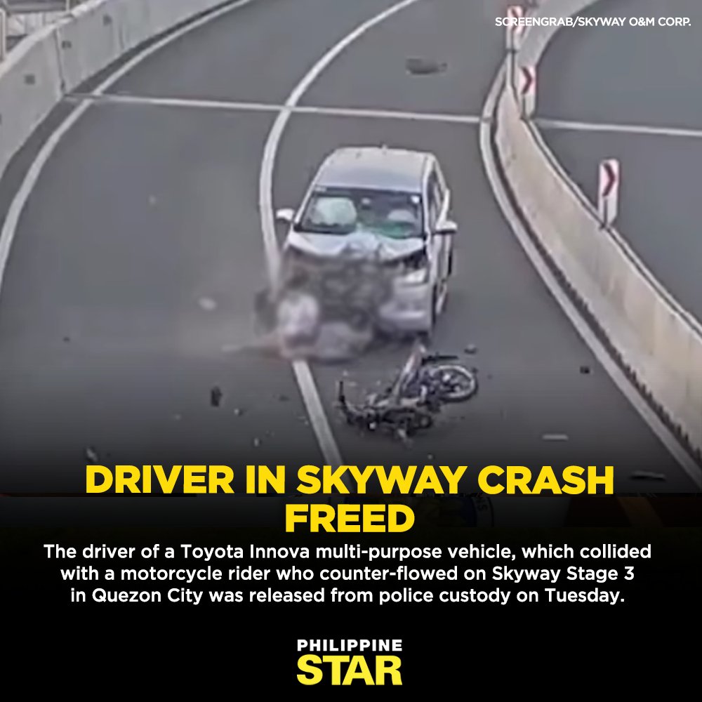 PhilippineStar's tweet photo. The motorist, a 54-year-old man from San Mateo, Rizal, was freed after the criminal cases filed against him were dismissed, according to Capt. Jun Cornelio Estrellan, chief of the police Highway Patrol Group’s Southern Luzon Expressway sub-office. https://t.co/4tYK0P9Lsw https://t.co/s0s3lY0E3q