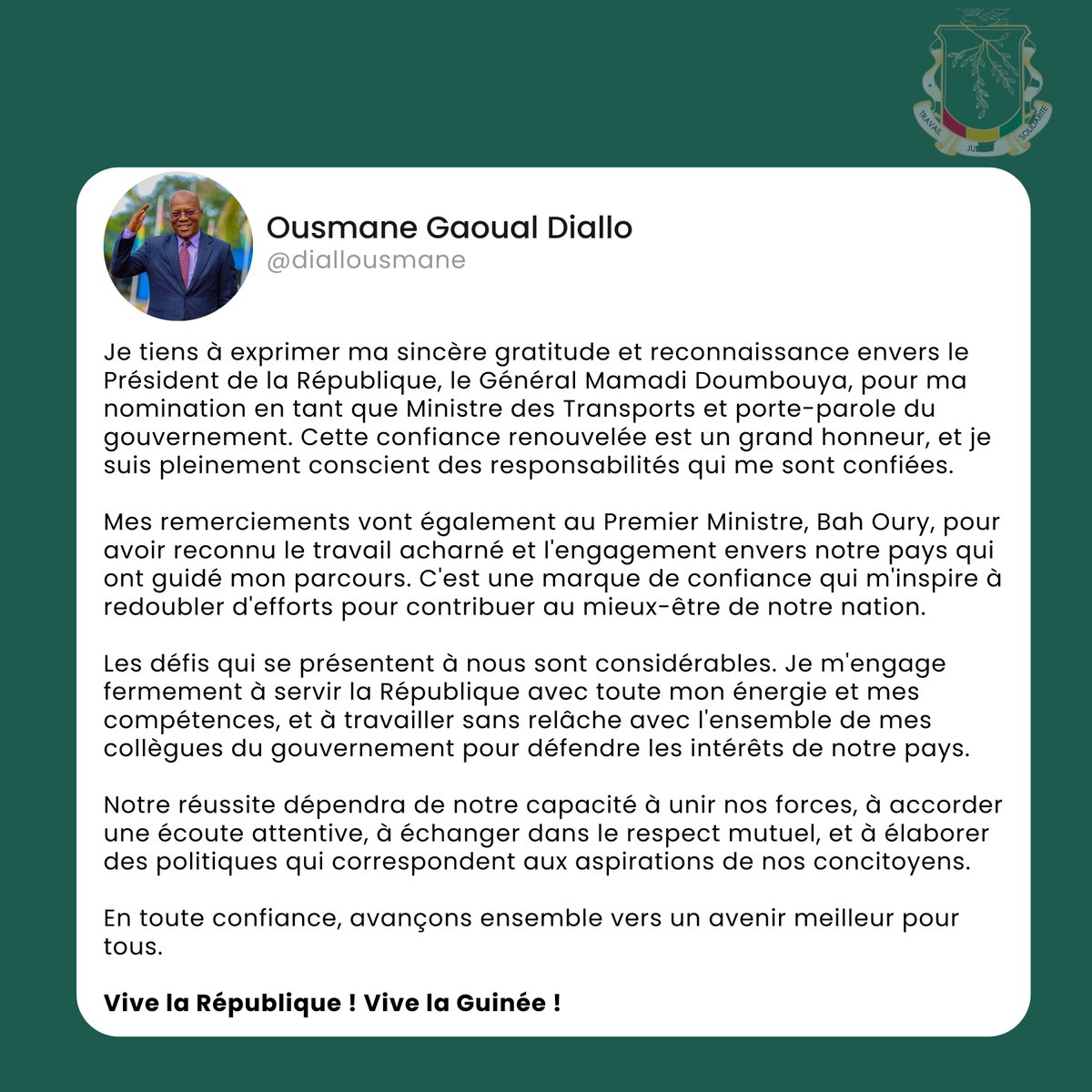 Ousmane Gaoual Diallo tweet media
