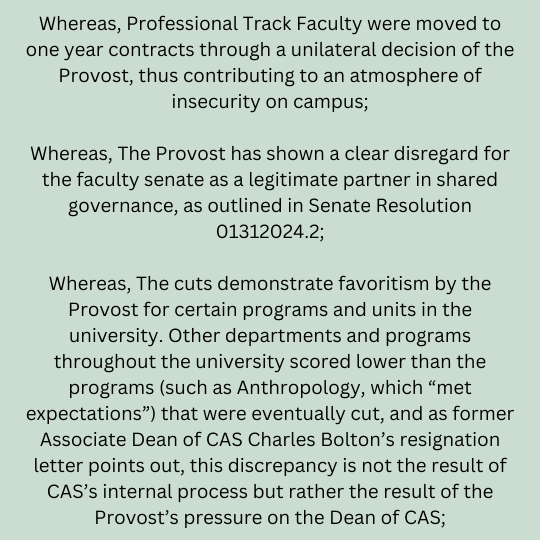 UNCG_AAUP's tweet photo. The General Faculty has voted, and the resolution of no confidence in Provost Storrs has passed. Full text of the resolution ⬇️ #savetheg https://t.co/SNFhLzoilq