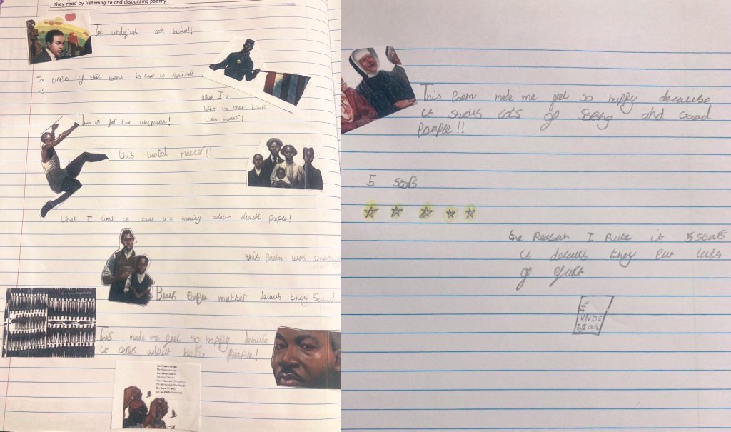 Some really powerful book reviews of the poem The Undefeated by @kwamealexander that we studied as part of a learn through week on influential people. 💛✨