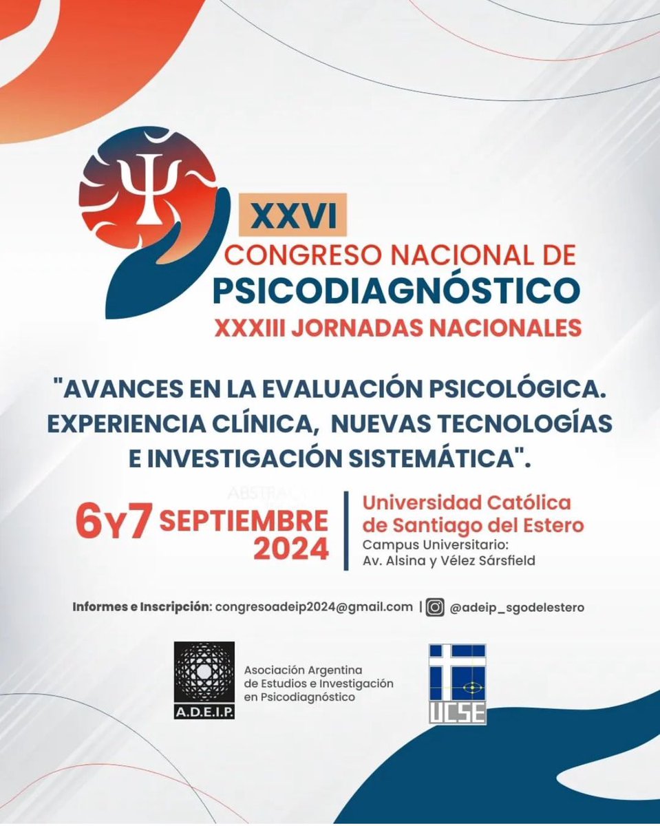 CongresoAdeip's tweet photo. Nos vemos en Santiago del Estero! 

#ADEIP
#Psicología
#Psicodiagnóstico 
#Congreso https://t.co/Xsv4tmOCSJ