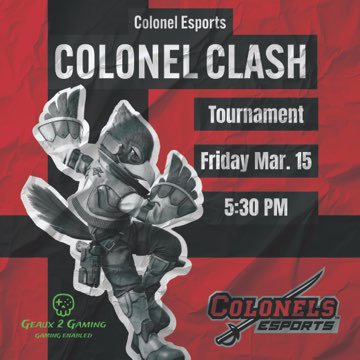 It’s time for Colonel Clash #27 happening this Friday, March 15th at Nicholls!! Link to sign up down below!! 

start.gg/tournament/col…
