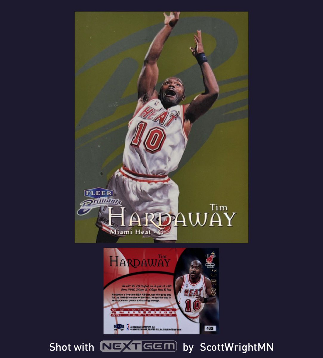 I'm collecting the 1998-99 Fleer Brilliants Gold /99 set and Tim Hardaway was the 125th card I acquired in the chase. 🏀

Got Any I Don’t? - cards.nextgem.com/ScottWrightMN?…

Fun Fact: <a href="/HardawaySr/">Tim Hardaway Sr.</a> was a All-Star, Olympian and Hall of Famer known for his signature “Killer Crossover” move.