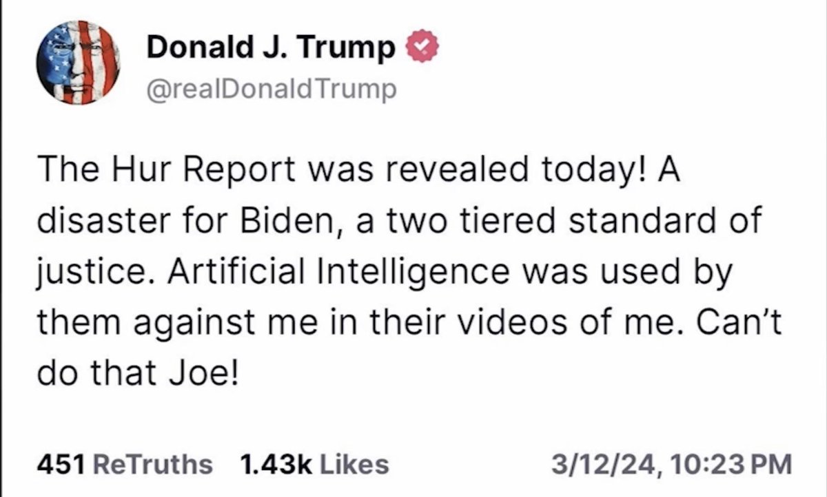 LJ06688826's tweet image. Statement from President ⁦@realDonaldTrump⁩ , on the #HurReport!!!