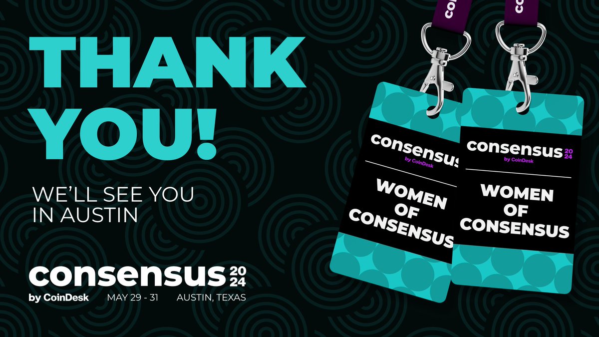 🤩 Wow! Thanks to your overwhelming support our special-rate Women of Consensus passes are now sold out! But hey, there's still time to snag a Pro Pass for #Consensus2024 by tomorrow at 4 p.m. ET and save $1,200 off the door price. Grab yours 🔗 consensus2024.coindesk.com/register/?term…