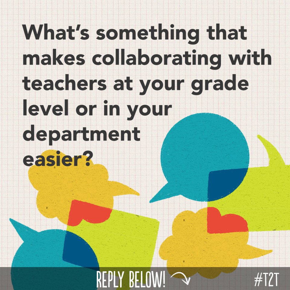 teacher2teacher's tweet photo. When you want to collaborate with your fellow educators, what tools or practices always work? #CollaborativeLearning https://t.co/FgJEMN6G4K