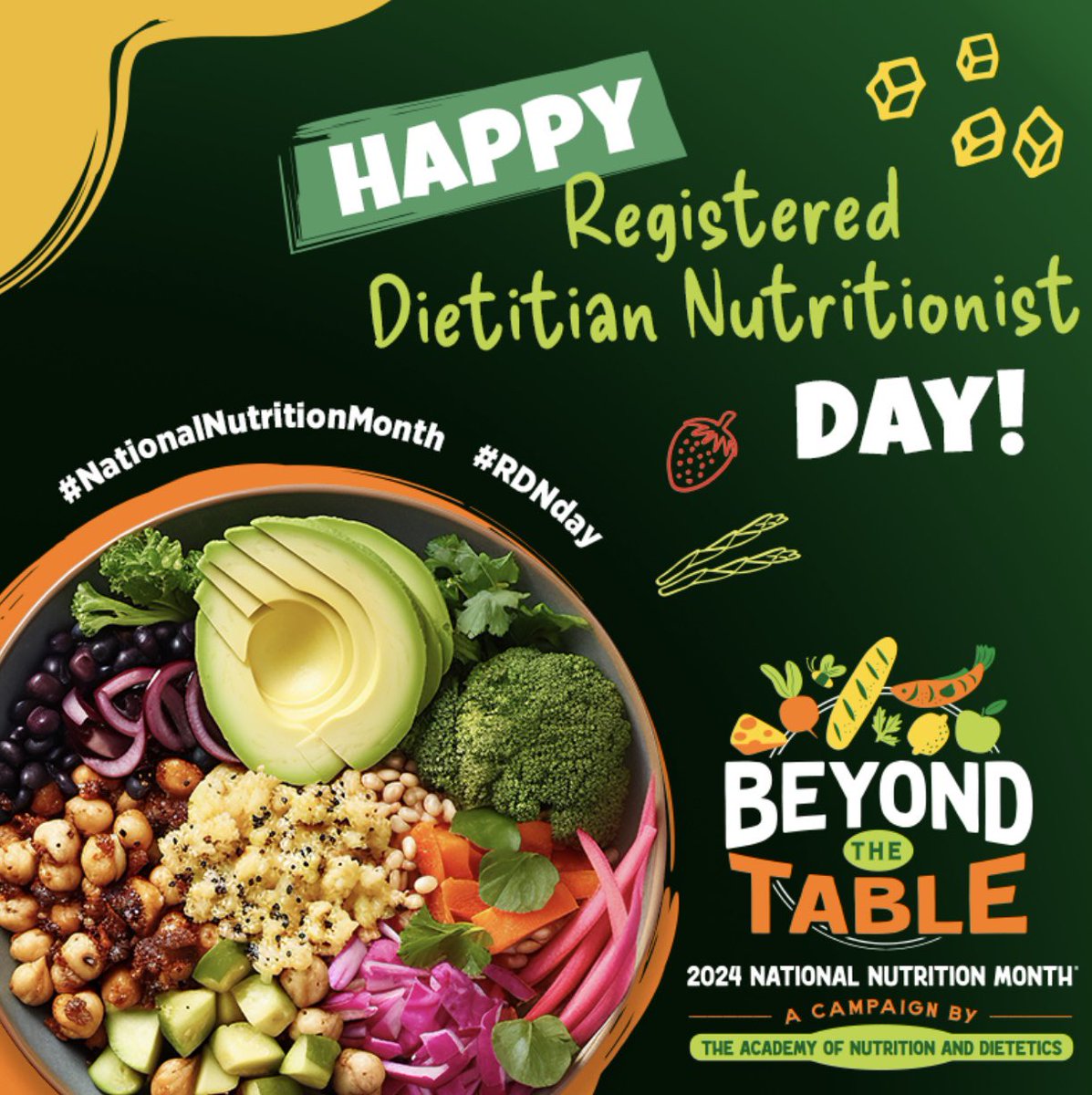 Happy RDN Day!
Registered Dietitian Nutritionist Day is March 13! Let's celebrate and thank those who help Americans and people around the world live healthier lives through nutrition: sm.eatright.org/RDNday
#NationalNutritionMonth #RDNday 
#registereddietitian @eatrightPRO