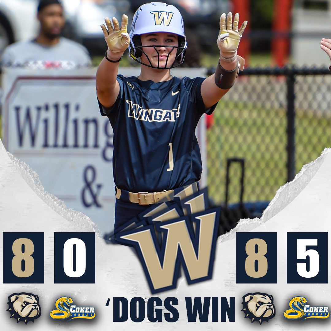 🧹 BULLDOGS SWEEP 🧹 #12 @WingateSoftball plates 16 runs to take 2 at Coker, moving to 25-6 on the year! Kramer had 5 hits & 4 RBI; Hobgood added 6 hits & drove in 3! #OneDog