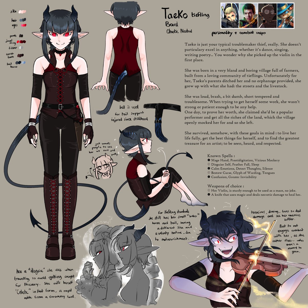 {Danganronpa x DnD} 🎻😈 Second to join the fray, here's my favorite lil' shi- I mean arsonis- I MEAN, it's Celeste. I mean Taeko in this AU.