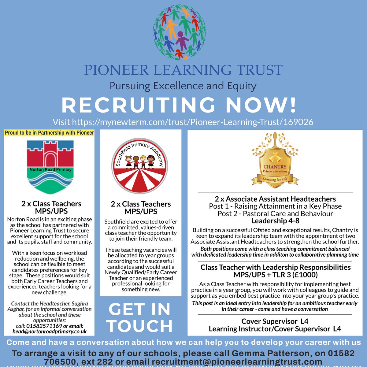 Check out this great range of posts to suit you, whatever your career stage: ✅ ECTs looking for a first job ✅ Experienced class teachers ✅ Teachers looking for their first leadership post ✅ Aspiring leaders seeking a strategic role APPLY NOW at mynewterm.com/trust/Pioneer-…