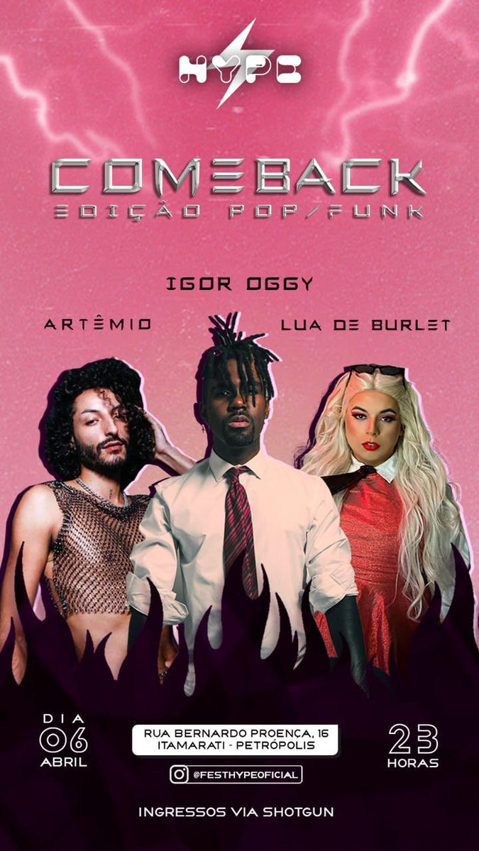 MEU PRIMEIRO SHOW NUMA BOATE.
Justo no Comeback da <a href="/festhypeoficial/">HYPE ⚡</a> 

Quero ver quem vai vir me ver. Pega teu ingresso aqui! ⬇️
shotgun.live/pt-br/events/h…