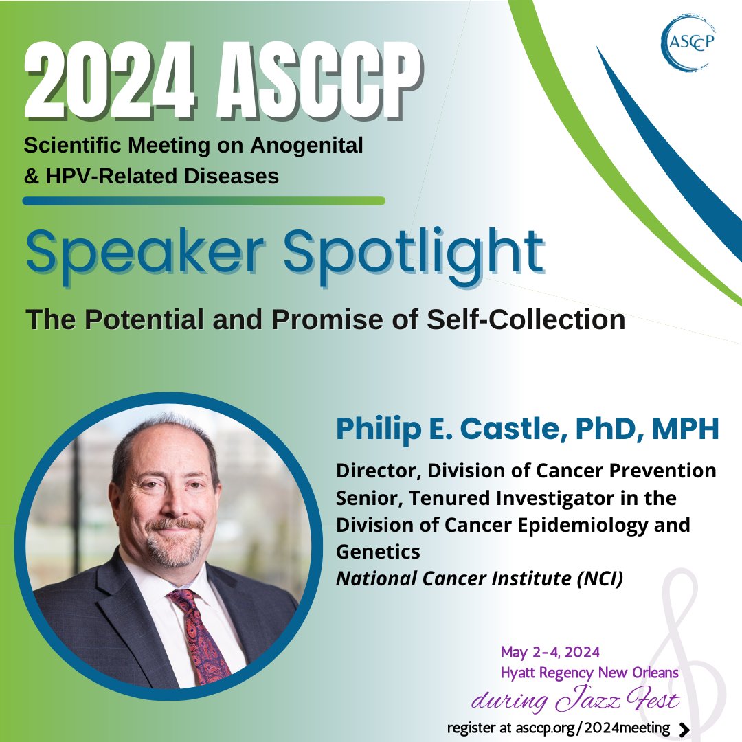 ASCCP's tweet photo. Thrilled to announce Dr. Phil Castle from the @theNCI as one of our distinguished speakers at #ASCCP2024 Scientific Meeting! Get ready to gain valuable insights into #HPV -related cancer prevention strategies. Register today at https://t.co/QJ5XXZtDRr #SpeakerFeature https://t.co/uz8cDs4PhM