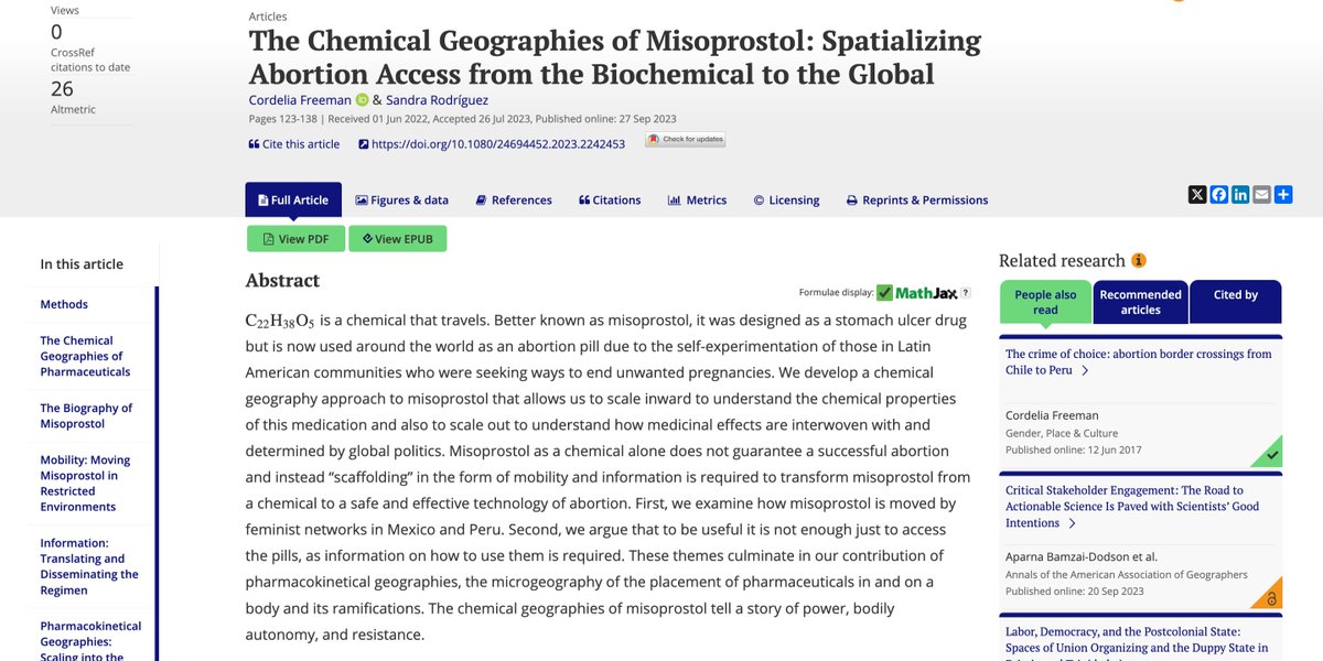 American Association of Geographers (@theaag) on Twitter photo <a href="/cordyf/">Cordelia Freeman</a> and <a href="/LaSandunga7/">Sandra Rodríguez</a> examine a story of power, bodily autonomy, and resistance told through the chemical geographies of misoprostol in Latin America.
Learn more: bit.ly/3T8FrSH <a href="/cordyf/">Cordelia Freeman</a> and <a href="/LaSandunga7/">Sandra Rodríguez</a> examine a story of power, bodily autonomy, and resistance told through the chemical geographies of misoprostol in Latin America.
Learn more: bit.ly/3T8FrSH