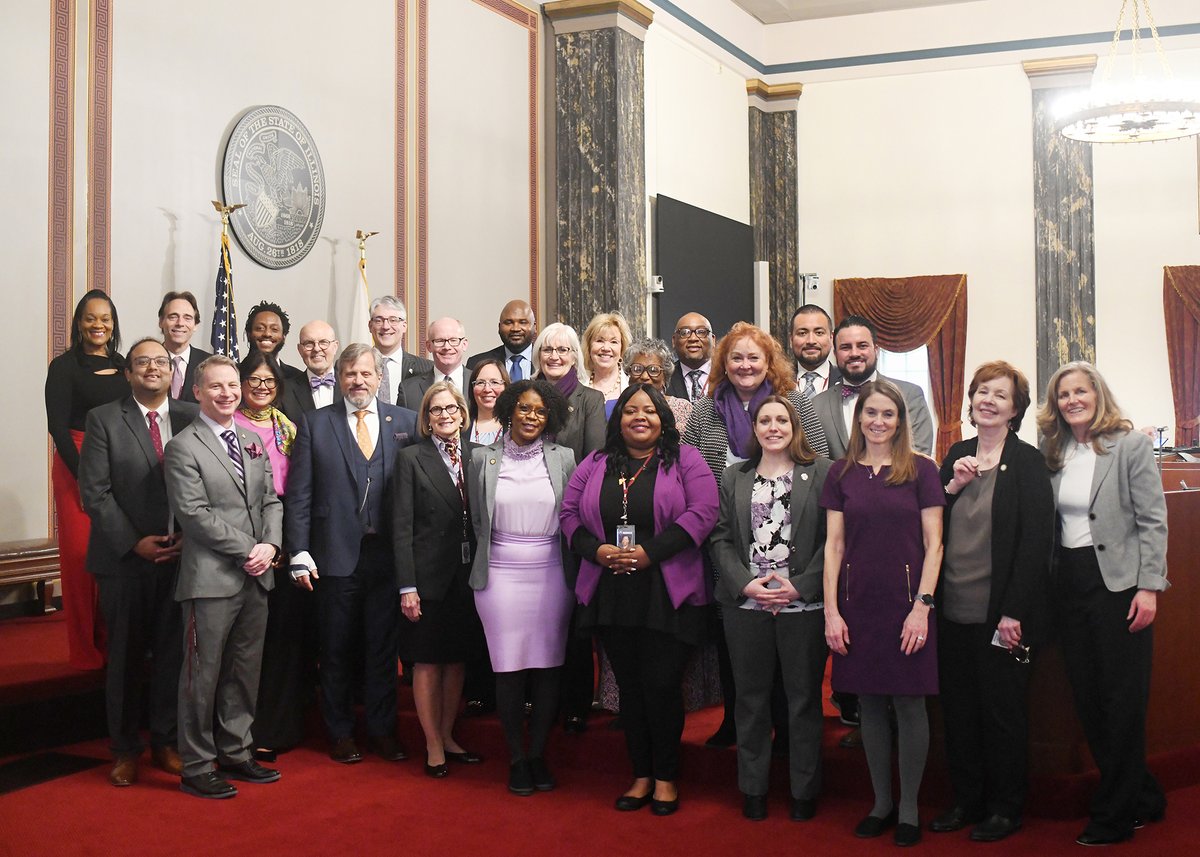Today Senate Democrats wore purple to support the 230,000 Illinoisans living with dementia & more than 300,000 individuals caring for them. We heard from @AlzILAdvocacy about how we can best work together to make our state dementia capable! #ENDALZ #AlzILAdvocacy