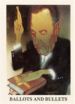 timfattig's tweet photo. In 1990, ahead of the release of #JFK by @TheOliverStone, the now-defunct #EclipseComics imprint released a set of #JFKassassination trading cards. Noted artist #BillSienkiewicz provided the visuals and some of his work here still goes pretty damn hard. Here are some highlights from the set.