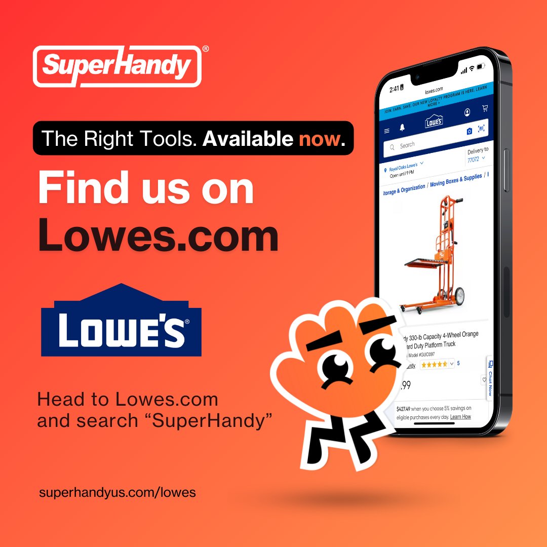 SuperHandy's tweet photo. Big news! 🎉 SuperHandy gear is now a click away at https://t.co/l8zCjFTPhZ! Search 'SuperHandy' &amp; choose your shopping style: in-store pickup or direct ship. Your outdoor projects just got an upgrade. 🌿🔧 Check us out on https://t.co/l8zCjFTPhZ! #Lowes #SuperHandy https://t.co/793U6xKIBQ