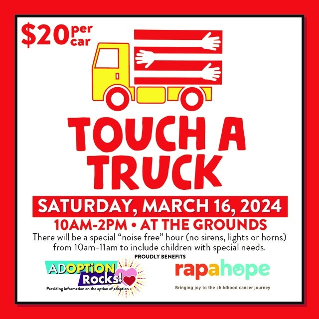 Mark your calendars for March 16! TOUCH A TRUCK 2024 will be held out at The Grounds! Look for Mobile County Public Works with their BIG trucks and heavy-duty equipment! 🚛🚜🚨

This event supports Rapahope and Adoption Rocks!

Find this event at bit.ly/MoCoEvents