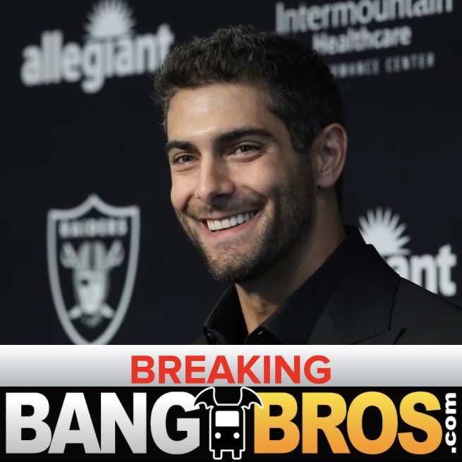 Sperm_Center's tweet photo. BREAKING: Former #Raiders QB Jimmy Garoppolo is signing a deal to become a part of Bang Bros, per @BallsackSports https://t.co/cQl3P9n2gT