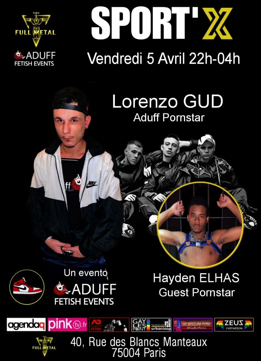 ADUFF® EVENTS 🔜 FULLFUCK 28-29/03 - FULLMETAL (@aduff_net) on Twitter photo NEXT <a href="/ADUFF_NET/">ADUFF® EVENTS 🔜 EUROSLUTS 17 MAI - FULLMETAL</a> EVENTS
15-16 MARCH <a href="/ClubXman/">XMAN CLUB BARCELONA 6K</a> with <a href="/Manugayego/">manugayego</a>
29-30 MARCH <a href="/FullMetalParis/">Full Metal</a> with <a href="/IDemonkom/">Igor Demonkom</a>
05-06 april <a href="/FullMetalParis/">Full Metal</a> with #lorenzoGUD & <a href="/Officiel_kiko/">Hayden Elhas</a>
<a href="/AgendaQ/">AgendaQ</a>
<a href="/PinkTVFR/">communication@pinktv,fr</a>
<a href="/addicted_offic/">🔞 ADDICTED & AD FETISH Official (75K)</a>
<a href="/GayBcnPorno/">Gay Barcelona Porn 98K 🔞</a>
<a href="/urbanloopgaymap/">urbanloopgaymap</a>
<a href="/AxelHotel/">Axel Hotel Room&Pride</a> NEXT <a href="/ADUFF_NET/">ADUFF® EVENTS 🔜 EUROSLUTS 17 MAI - FULLMETAL</a> EVENTS
15-16 MARCH <a href="/ClubXman/">XMAN CLUB BARCELONA 6K</a> with <a href="/Manugayego/">manugayego</a>
29-30 MARCH <a href="/FullMetalParis/">Full Metal</a> with <a href="/IDemonkom/">Igor Demonkom</a>
05-06 april <a href="/FullMetalParis/">Full Metal</a> with #lorenzoGUD & <a href="/Officiel_kiko/">Hayden Elhas</a>
<a href="/AgendaQ/">AgendaQ</a>
<a href="/PinkTVFR/">communication@pinktv,fr</a>
<a href="/addicted_offic/">🔞 ADDICTED & AD FETISH Official (75K)</a>
<a href="/GayBcnPorno/">Gay Barcelona Porn 98K 🔞</a>
<a href="/urbanloopgaymap/">urbanloopgaymap</a>
<a href="/AxelHotel/">Axel Hotel Room&Pride</a>