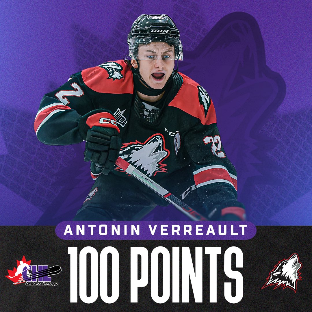 Antonin Verreault becomes the first <a href="/QMJHL/">QMJHL</a> player to 💯 points❗️ #CHLStats