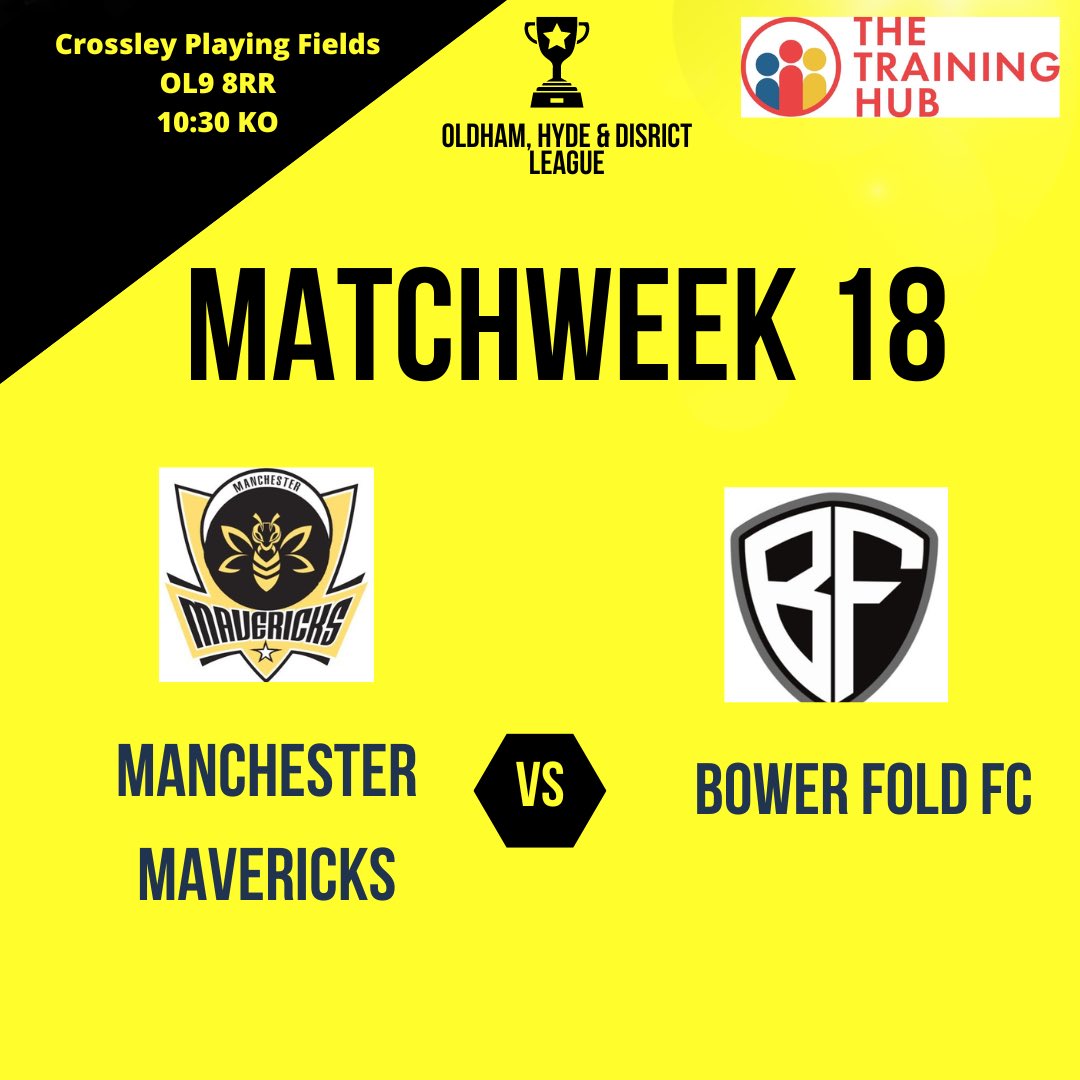 Playing Bower Fold in what is a must win if we are to have any chance at all of winning the league. Got hammered last time out so hoping to show up and put another crucial 3 points on the board. #UpTheMavs

🏆<a href="/HODSFL/">Hyde, Oldham & District Sunday League</a> 
🆚<a href="/fold_fc/">Bower Fold FC</a> 
🏟️Crossley  
⏰10:30
📆17th March 2020