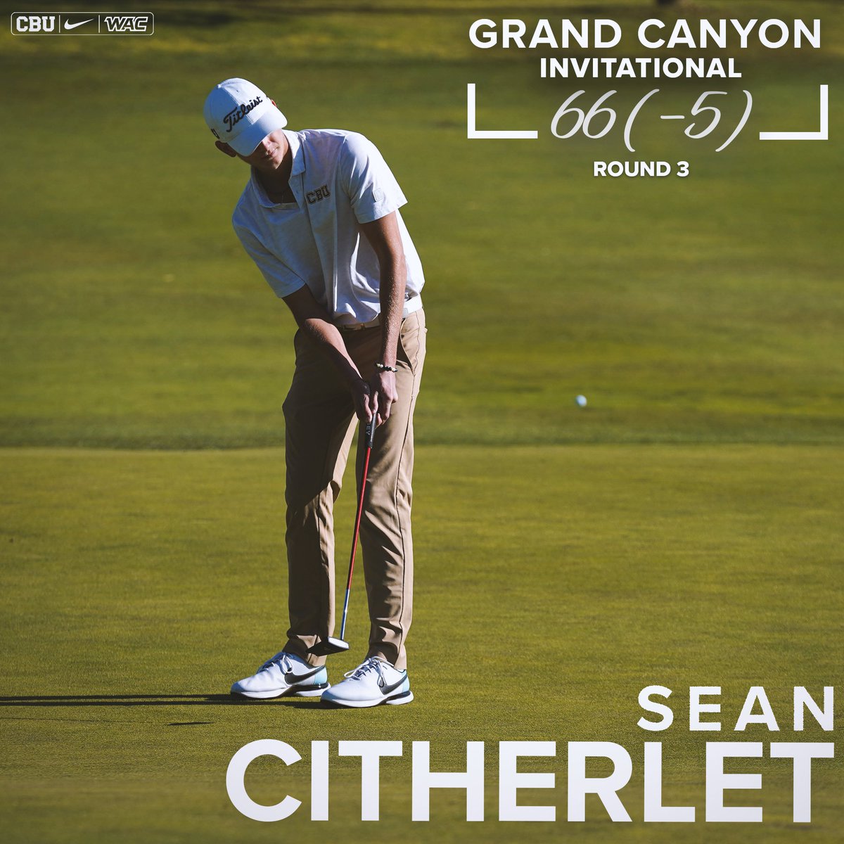 CBUMensGolf's tweet photo. Sean Citherlet closes out the Grand Canyon Invitation with CBU's lowest round of the event🔥

#LanceUp⚔️ https://t.co/zU8bnE4ows