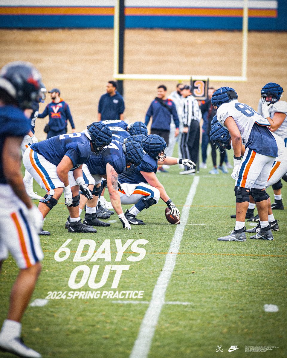6️⃣ days ‘til Spring Ball 🏈

#UVAStrong | #GoHoos⚔️