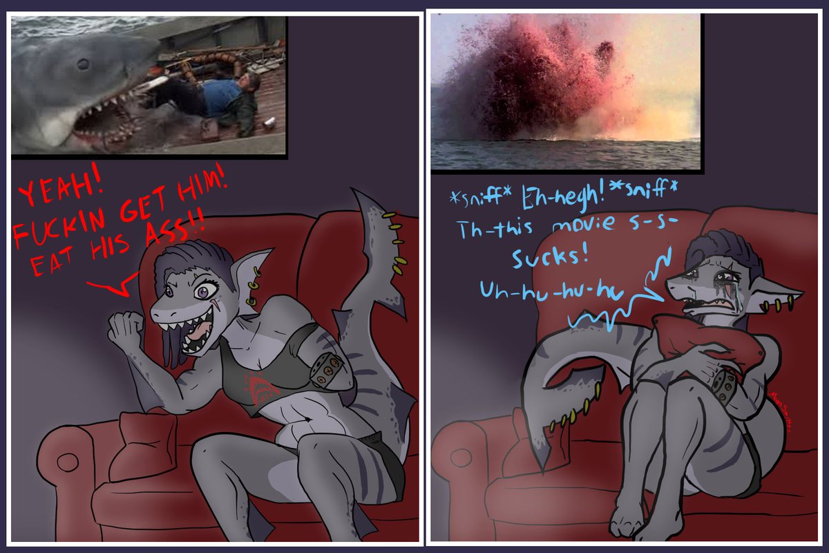 Old Art of Sawtooth watching the best shark documentary in the world and it's tragic ending
