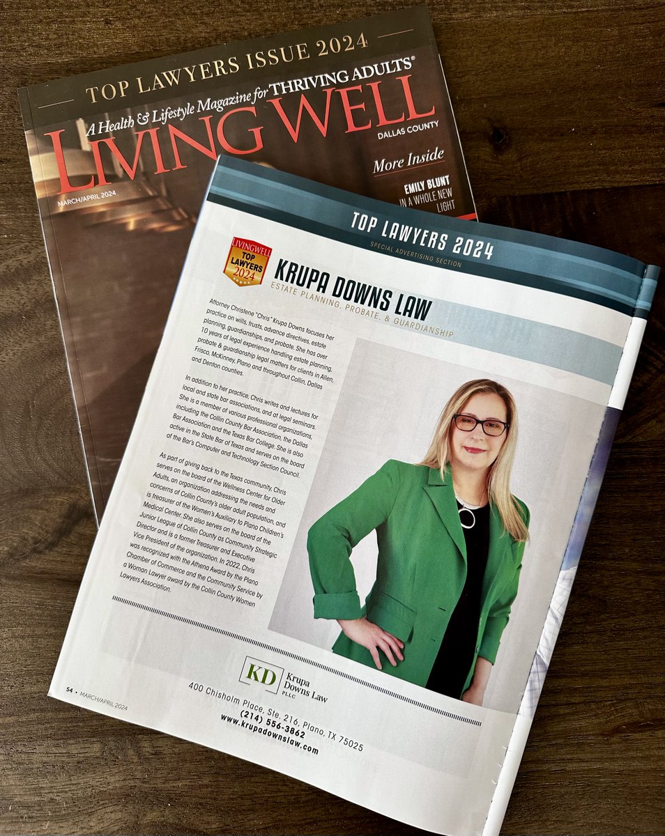 We're proud to shine the spotlight on attorney <a href="/ChrisKDowns/">Chris Krupa Downs</a> from Krupa Downs Law, PLLC, whose exceptional work in wills, trusts, and estate planning has placed her among the esteemed 2024 Top Lawyers! krupadownslaw.com