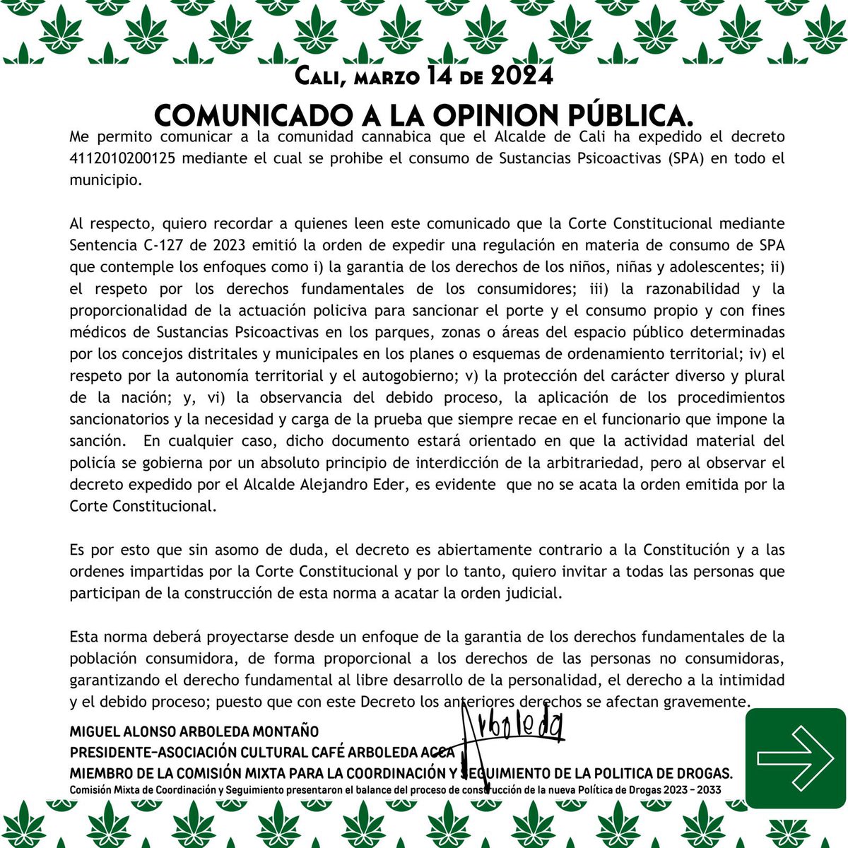ACCA_arboleda's tweet photo. 🚨Comunicado a la opinión pública 🚨

Este tipo de procesos en los territorios solo siguen rompiendo los lazos que con mucho esfuerzo se han construido por parte de la comunidad consumidora y no consumidora y el acercamiento que se tiene con el ente regulador. https://t.co/DLewdOoMYn