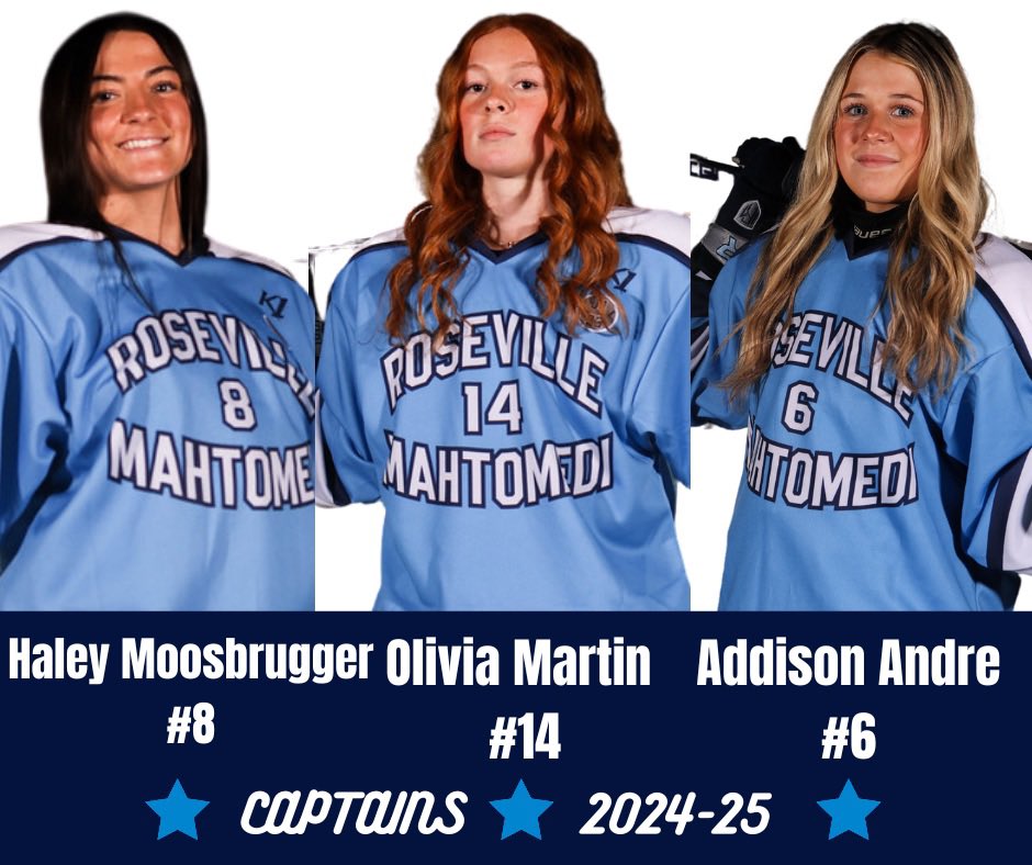 📣We are excited to announce our captains for the 2024-25 season! Congratulations: 
⭐️Haley Moosebrugger #8
⭐️Olivia Martin #14 
⭐️Addison Andre #6
