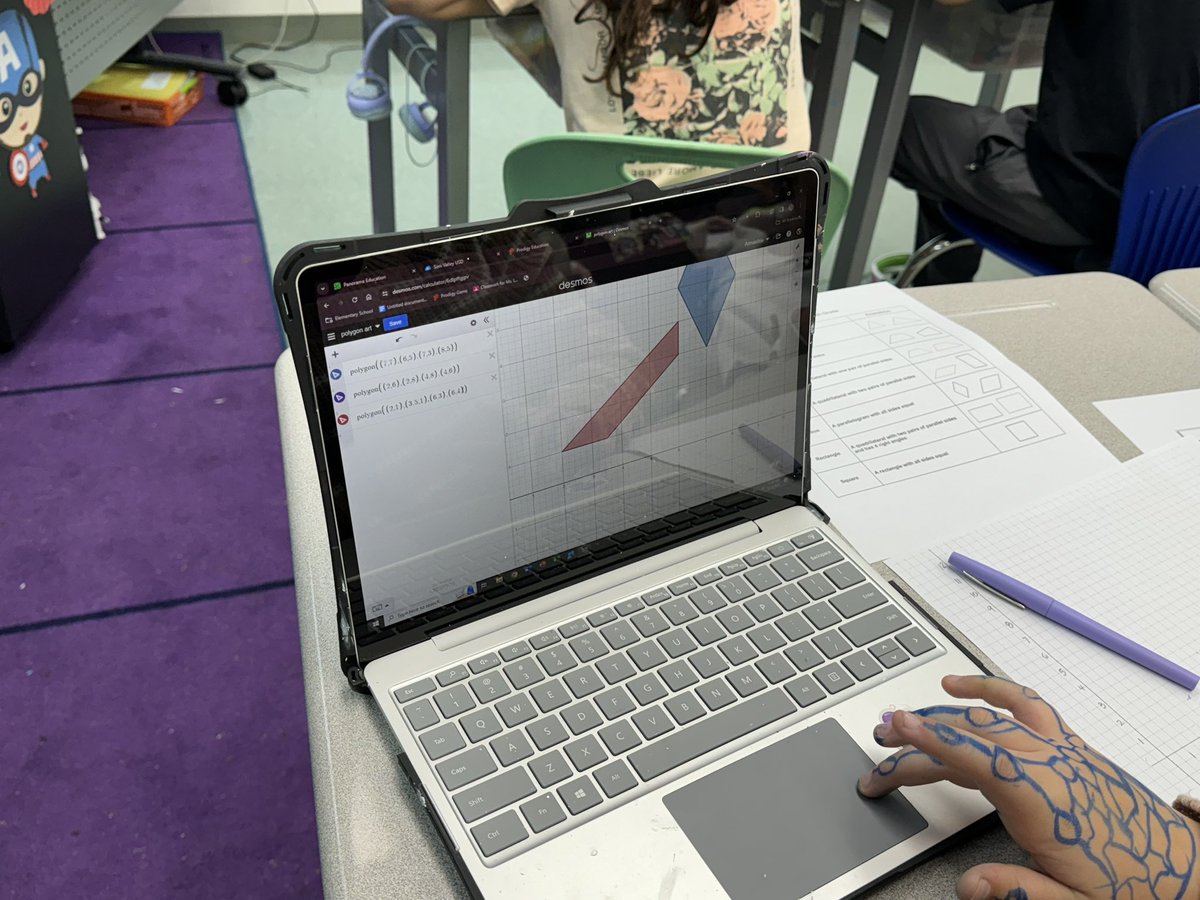 I had a great time showing 5th-graders how to make polygon art with @desmos today. Connecting standards with a new-to-them technology. @SimiValleyUSD