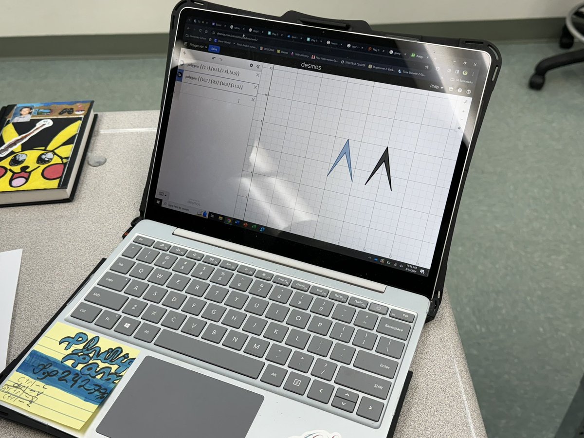 DanShuster's tweet image. I had a great time showing 5th-graders how to make polygon art with @desmos today. Connecting standards with a new-to-them technology. 
@SimiValleyUSD