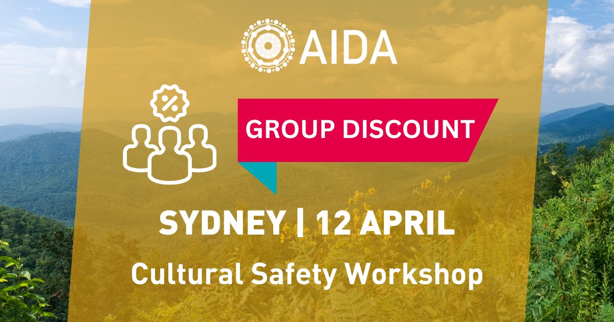 📣 GROUP DISCOUNTS LAUNCHED! 📣 👨‍⚕️👩‍⚕️ Individual practitioners now have the chance to save $$ when booking together into AIDA's Cultural Safety workshops throughout 2024. Next face-to-face training day is in SYDNEY on FRIDAY 12 APRIL. 🔗 Register now: aida.org.au/event/new-sout…