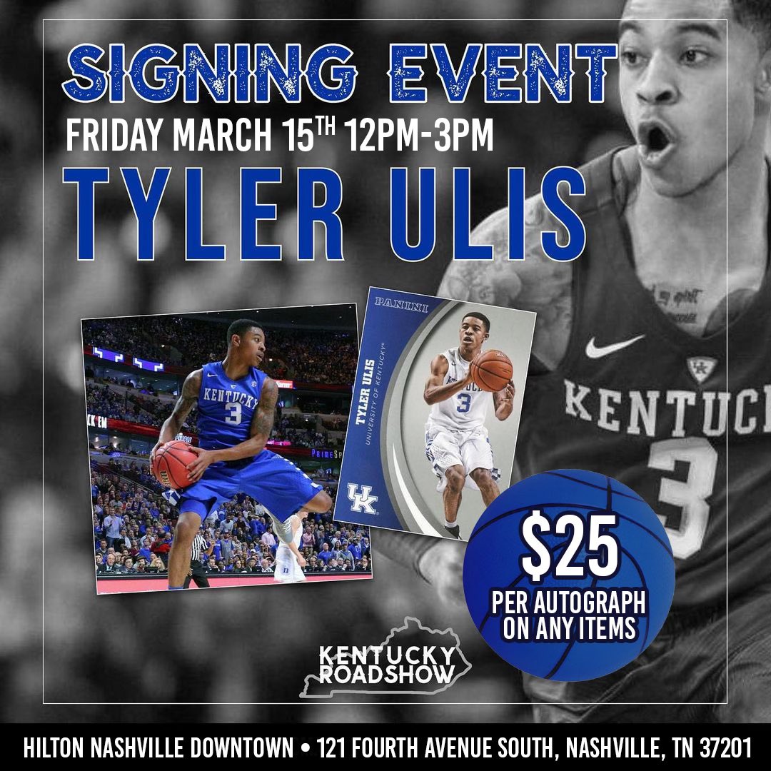 Pop Up signing at the SEC Tournament in Nashville! Friday in the lobby of the Hilton Nashville Downtown, @tulis3 will be signing for ‘Cats fans from around 12pm-3pm before we play that evening! Tyler is a GREAT guy, great coach and former SEC Player of the Year, Defensive Player…