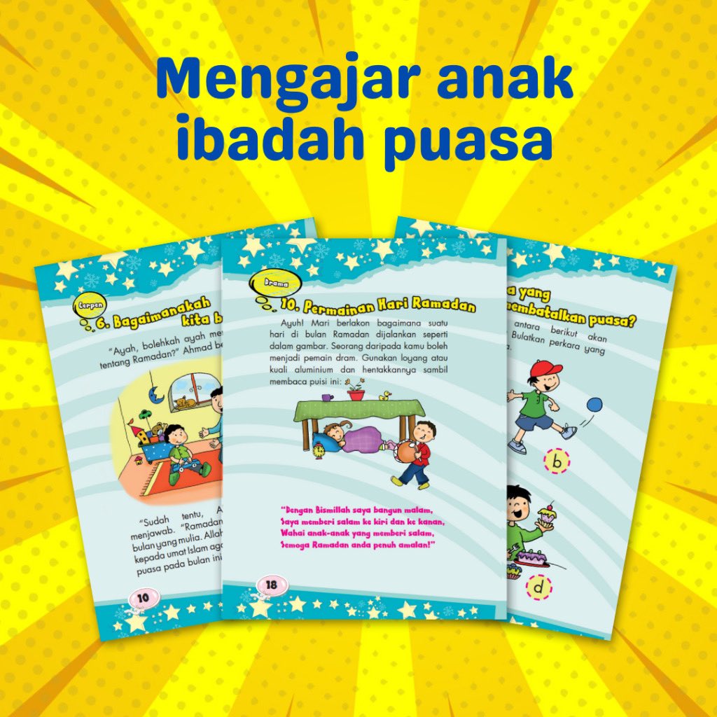 nadrazakaria's tweet photo. For parents yang taktau macam mana nak explain about puasa to your kids, i ada jumpa buku yang explain about puasa in interesting ways. 

Paling best, buku ni juga ada explain pasal another 4 rukun islam. Bagus gilaaa 🫶🏼 https://t.co/V94UHv7g8x
