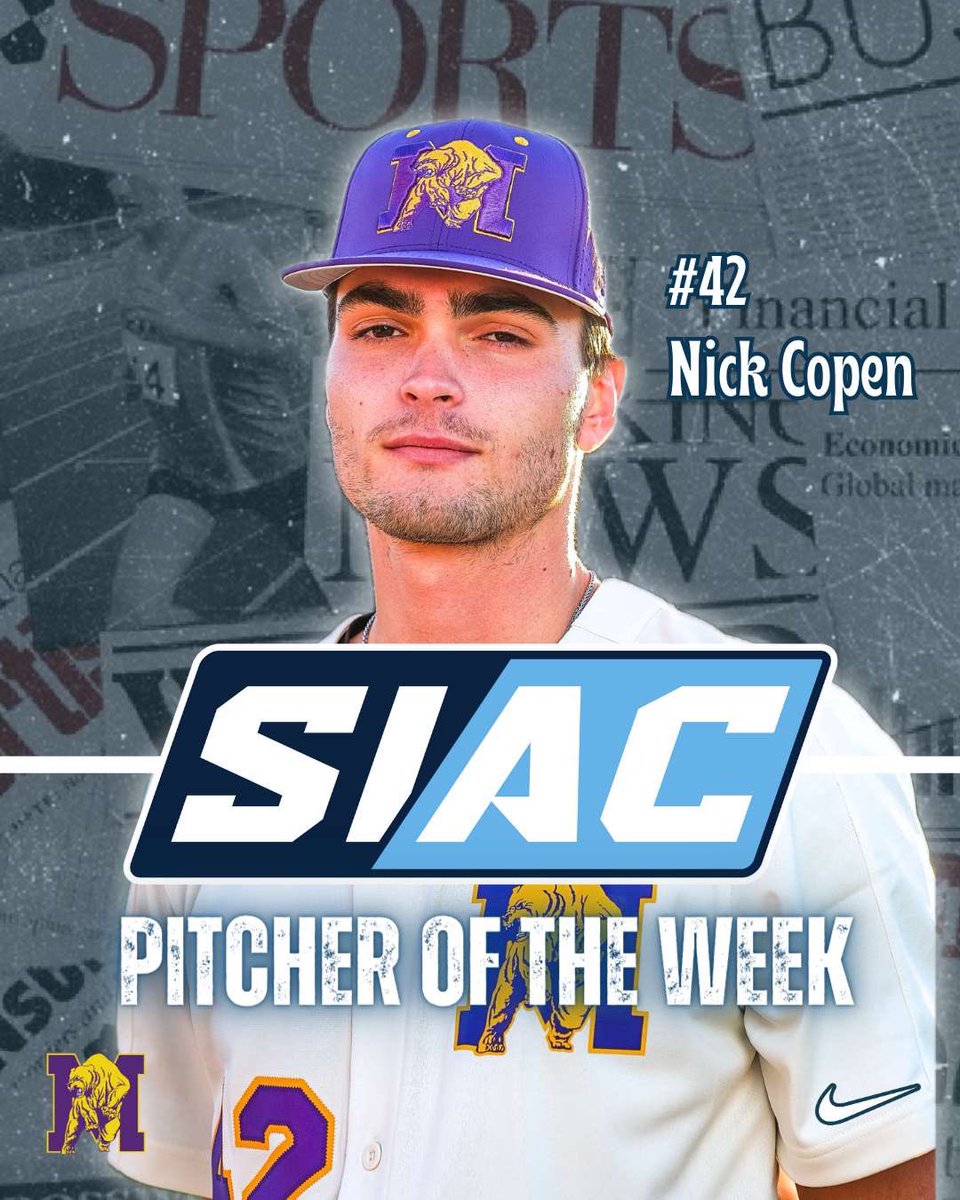 Congrats to junior Nick Copen on being named Siac pitcher of the week!