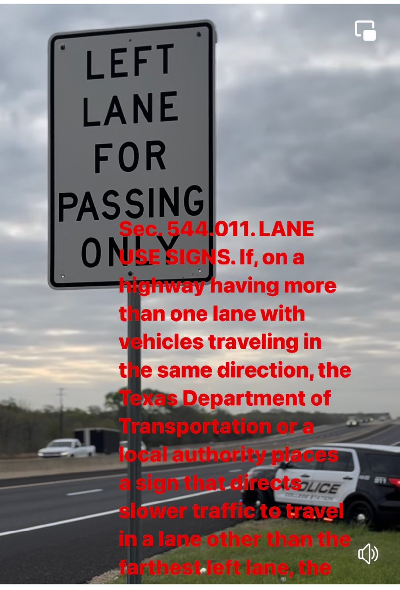 #CollegeStationTX #BCSTX #Hwy6 
#CollegeStationTxPoliceDepartment 

I deal with this EVERY DAMN DAY! If you're driving slower than the speed limit, or HOVERING in the left lane (The PASSING LANE) ...MOVE OVER to the RIGHT LANE!!! it's the law! You only use the left lane to PASS!