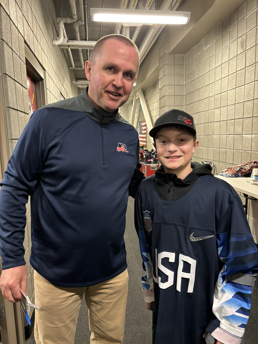 USA 7 Canada 0
Some incredible mutual friends brought Alex to the locker room after the game!!  Head Coach, Alex , &amp; a few players spoke!  Then, they gave him a signed sweater &amp; took a team photo!!  Team USA=INCREDIBLE on &amp;off the ice!!!  Thanks for making a difference!!!!