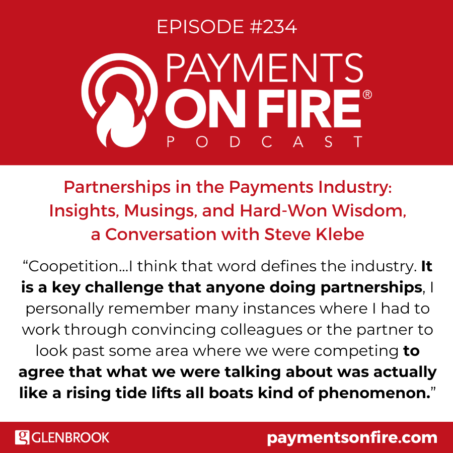 We welcome <a href="/sklebe/">Steve Klebe</a> back to the podcast - this time to talk about payments partnerships. 

glenbrook.com/payments_on_fi…

#payments #partnerships