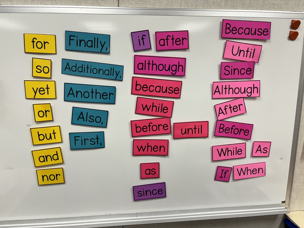 Ta da! These are printed on colored cardstock and laminated with some strong magnets stuck to the back. Can’t wait to try them out to enhance sentences in shared writing. Grab the doc here: drive.google.com/file/d/1kJmReQ… inspired by #patternsofpower @writeguyjeff @whitney_larocca